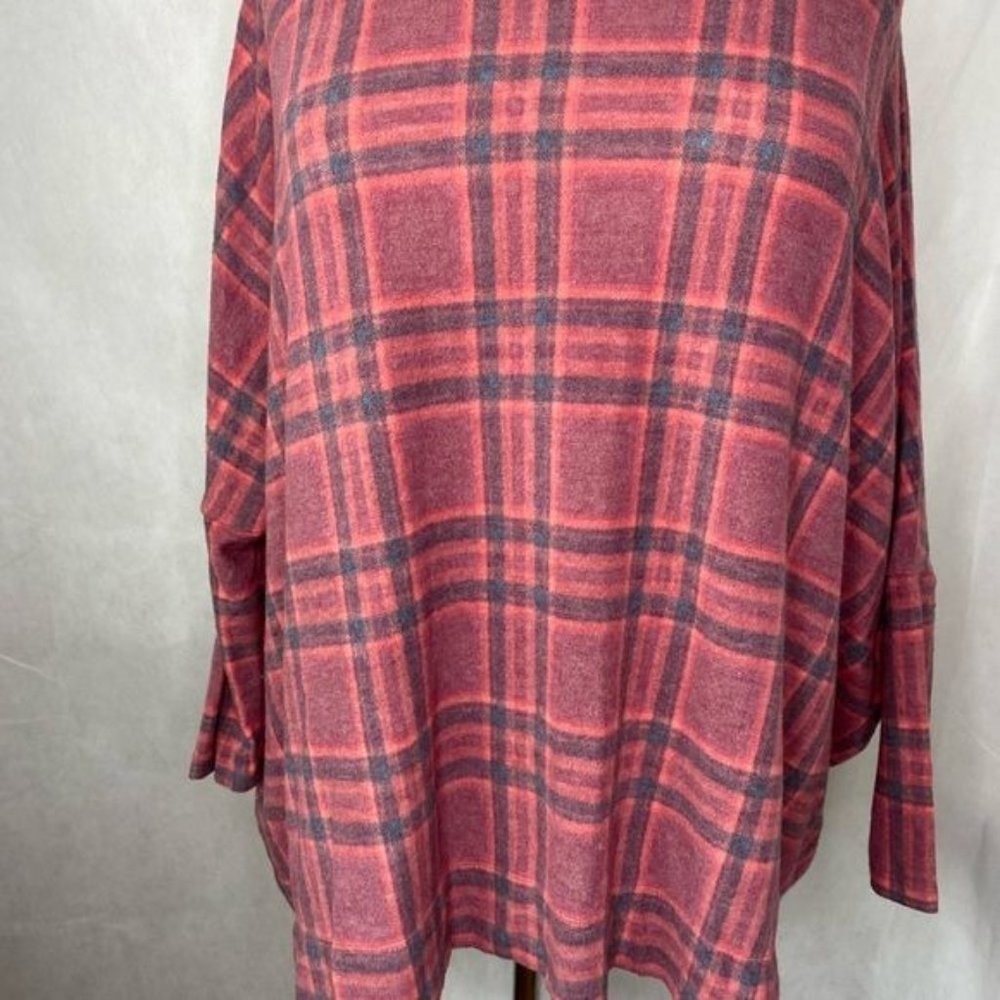 Lane Bryant ladies pink plaid long sleeve turtleneck blouse top size 18/20 - Picture 3 of 15